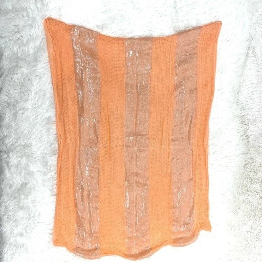 Peach & Silver Shimmer Gauzy Infinity Scarf